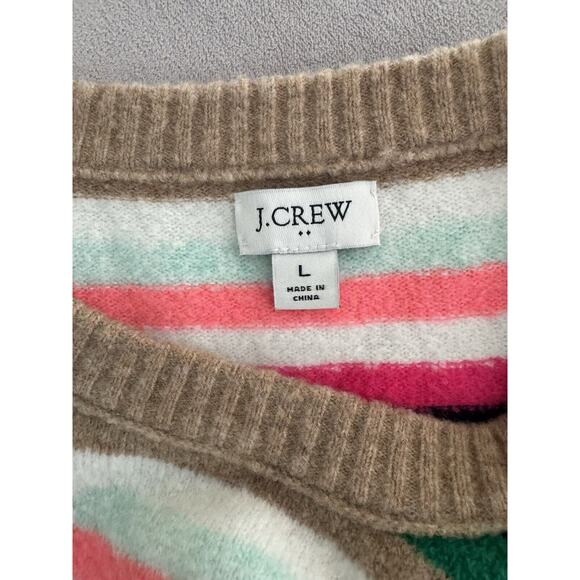 J. Crew Extra Soft Yarn Colorful Striped Crewneck Pullover Sweater Size Large - Picture 5 of 6